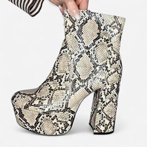 Aldo Women's Snakeskin Platform Chunky Bootie